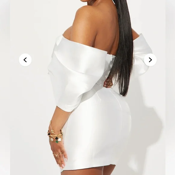 Fashion Nova Allison Taffeta Strapless White Dress size medium NWT - Picture 6 of 7